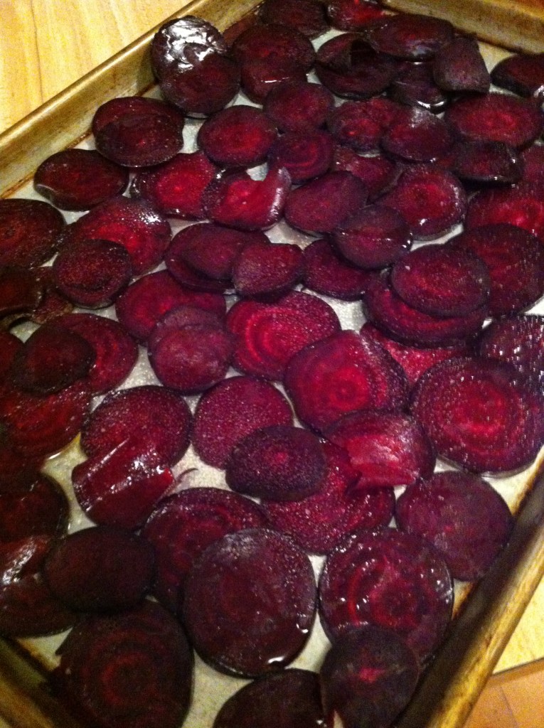 beets sliced and tossed with a light amount of olive oil