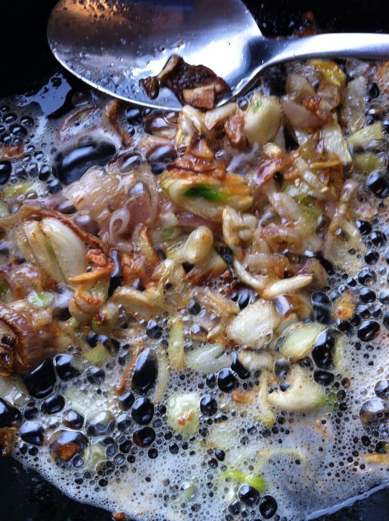 shallots and garlic sauteed in butter