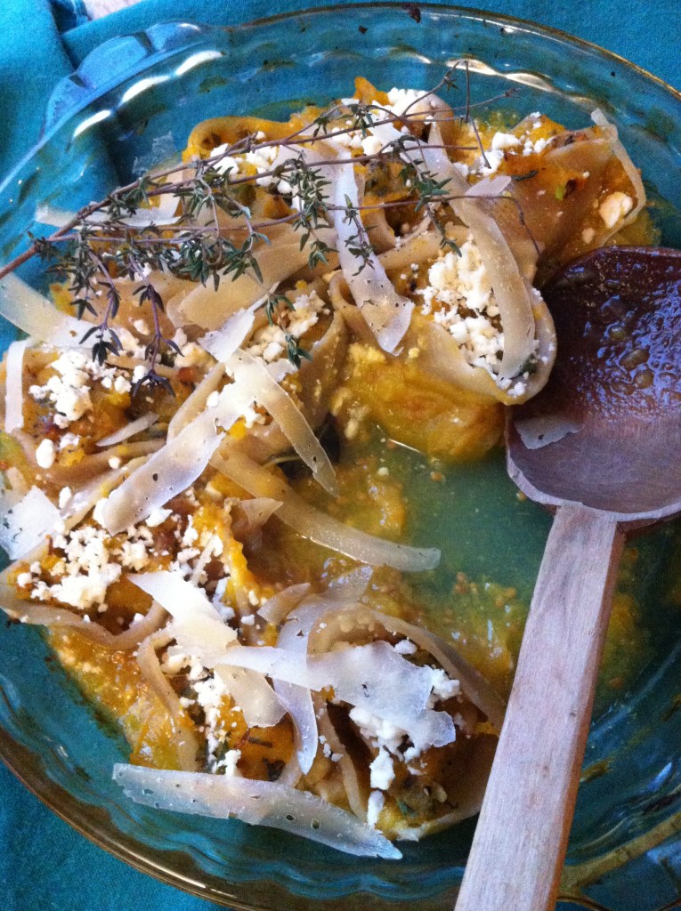 Butternut Squash and Feta Stuffed Pasta Shells with "Under the Leaves" Herbs