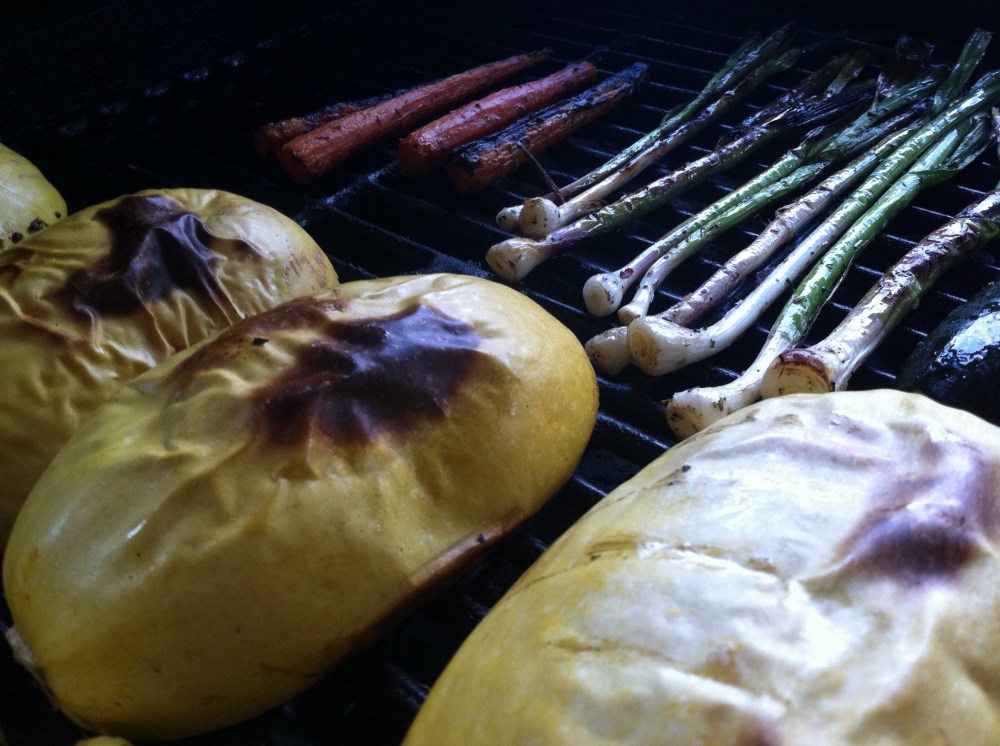 All the vegetables end up on the grill at dusk