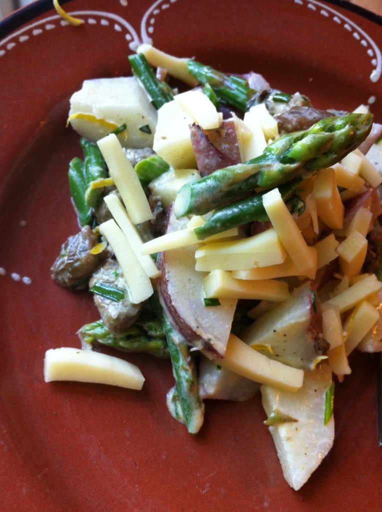 Red Potato, Asparagus and Smoked Oyster Salad with Sharp White Cheddar and Lemon Zest