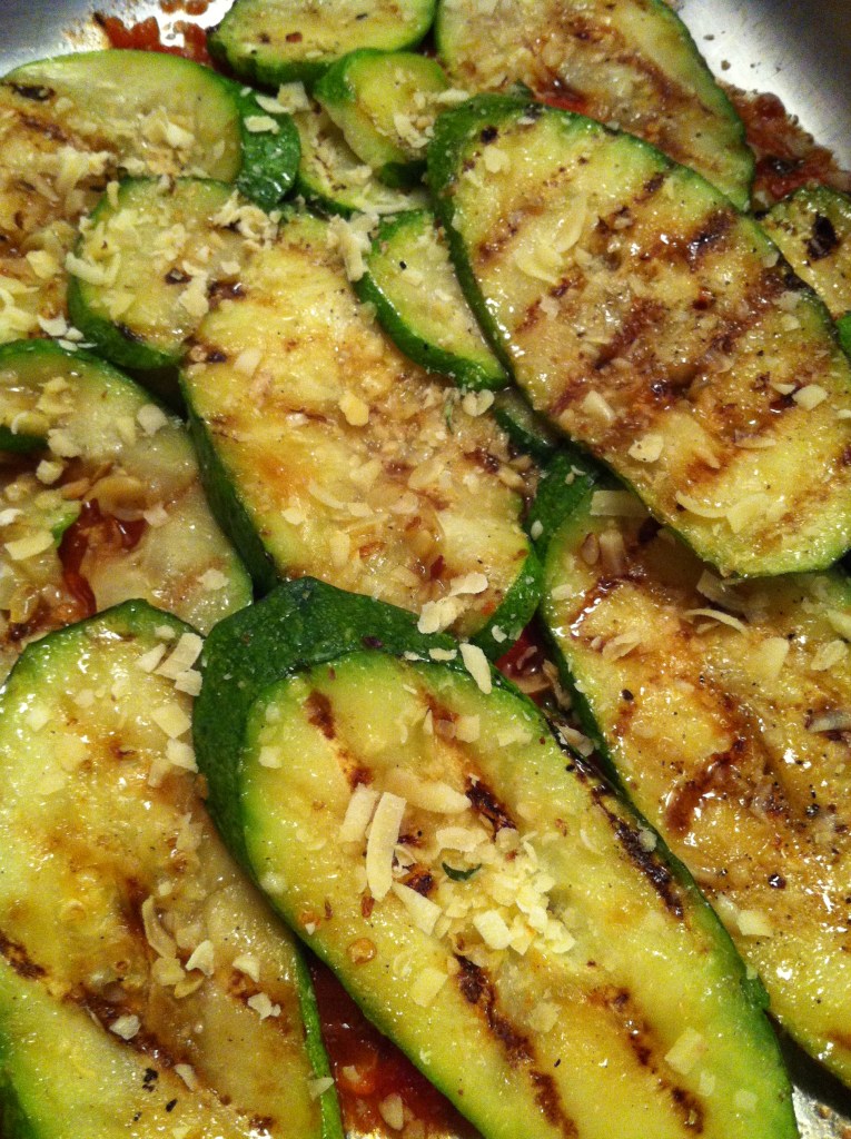 slightly smoky, grilled zucchini layered into the casserole...
