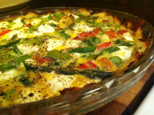 Asparagus, Goat Cheese and Leek Tart with Potato Crust