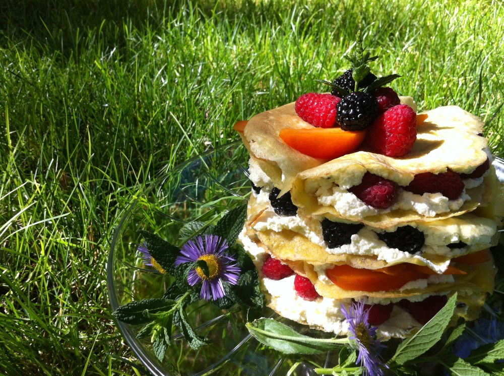 Berry Apricot Crepe Taco Stack