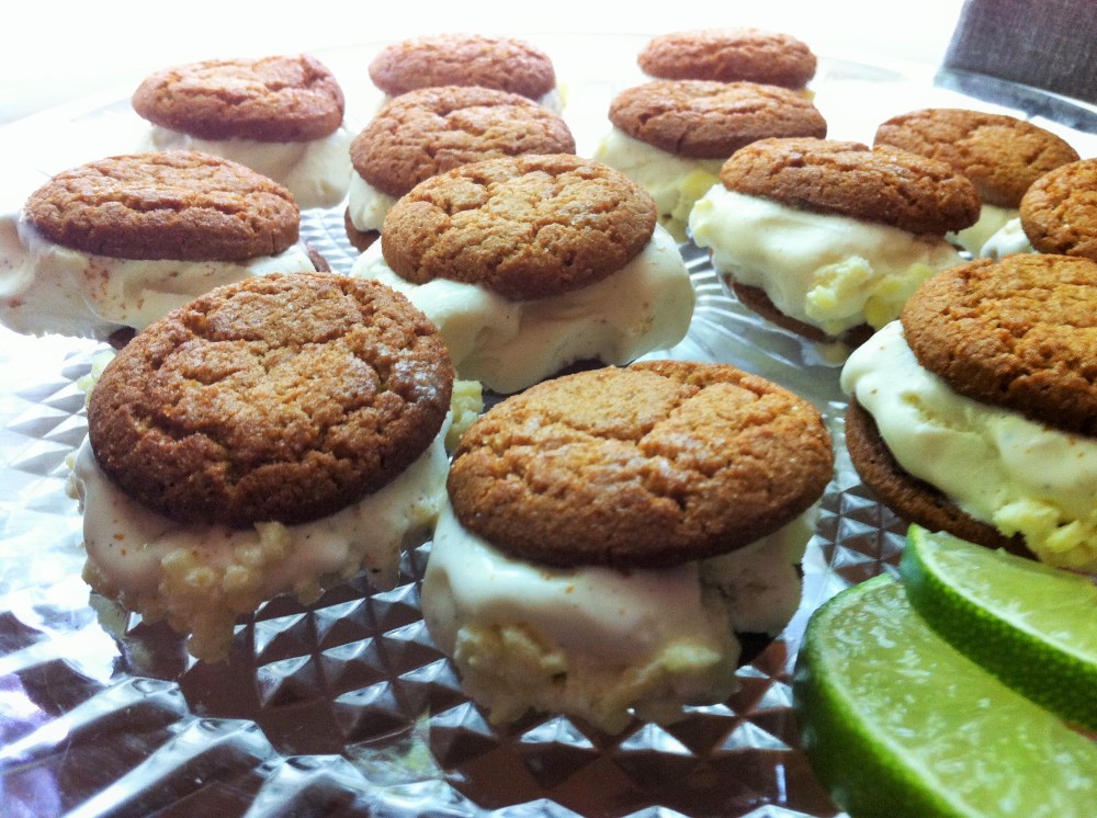 the luscious field of gingersnap ice cream sandwiches