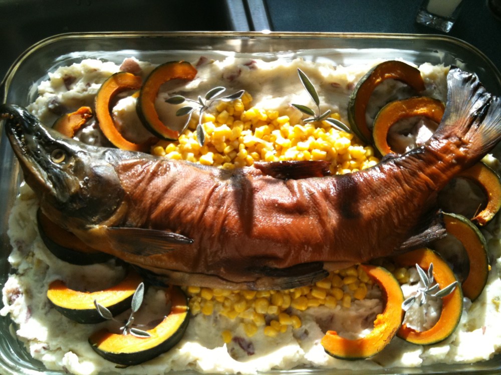 Smoked Kokanee for the sweat lodge potluck