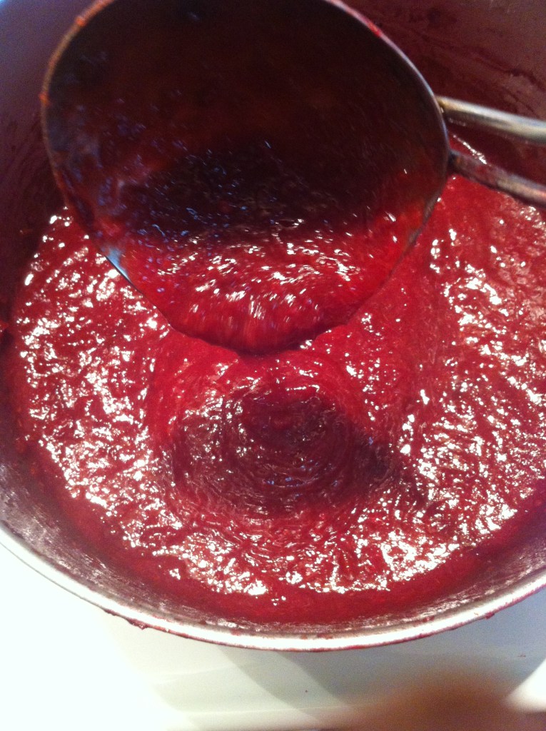 ginger plum butter, simmering away